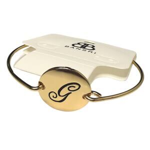 Bansri Gold Cursive Letter Initial G Bangle Bracelet New Minimalist Jewelry
